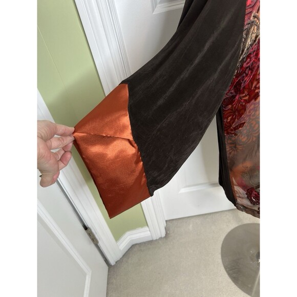 Chicos Travelers Velvet Burnout Kimono Silk Blend Slinky Cardigan Boho Size 2 L - Picture 4 of 10